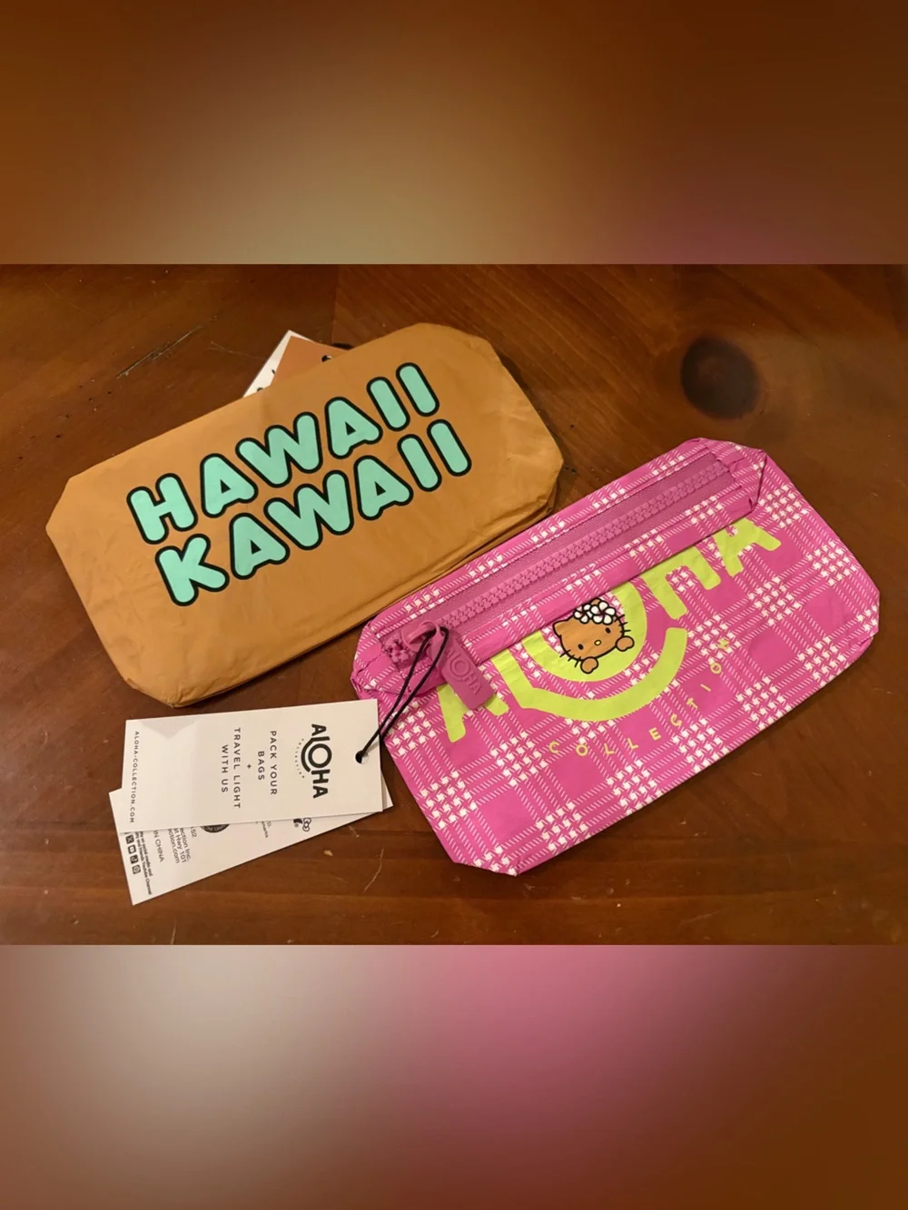 Aloha collection x Hello Kitty exclusive mini pouch set of 2- NWT